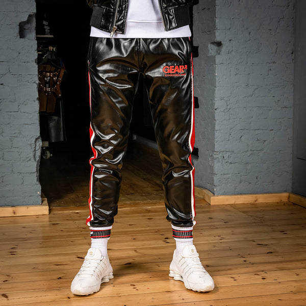 V-LEATHER TRACK PANT CHELSEA BLK/RED